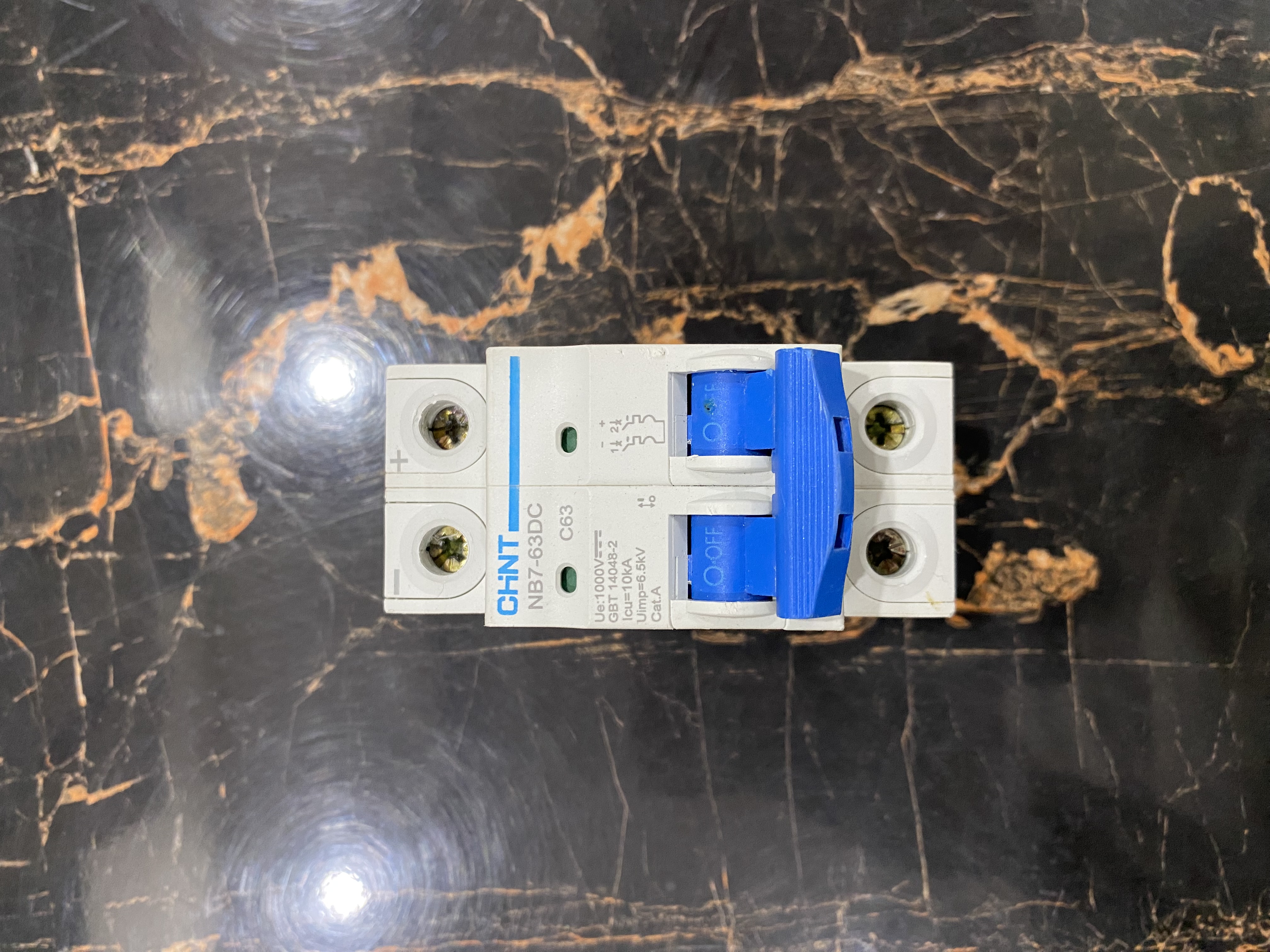 CHINT NB7-63DC C63 2 Pole DC MCB – 63A, 1000V DC Circuit Breaker | 10kA 2