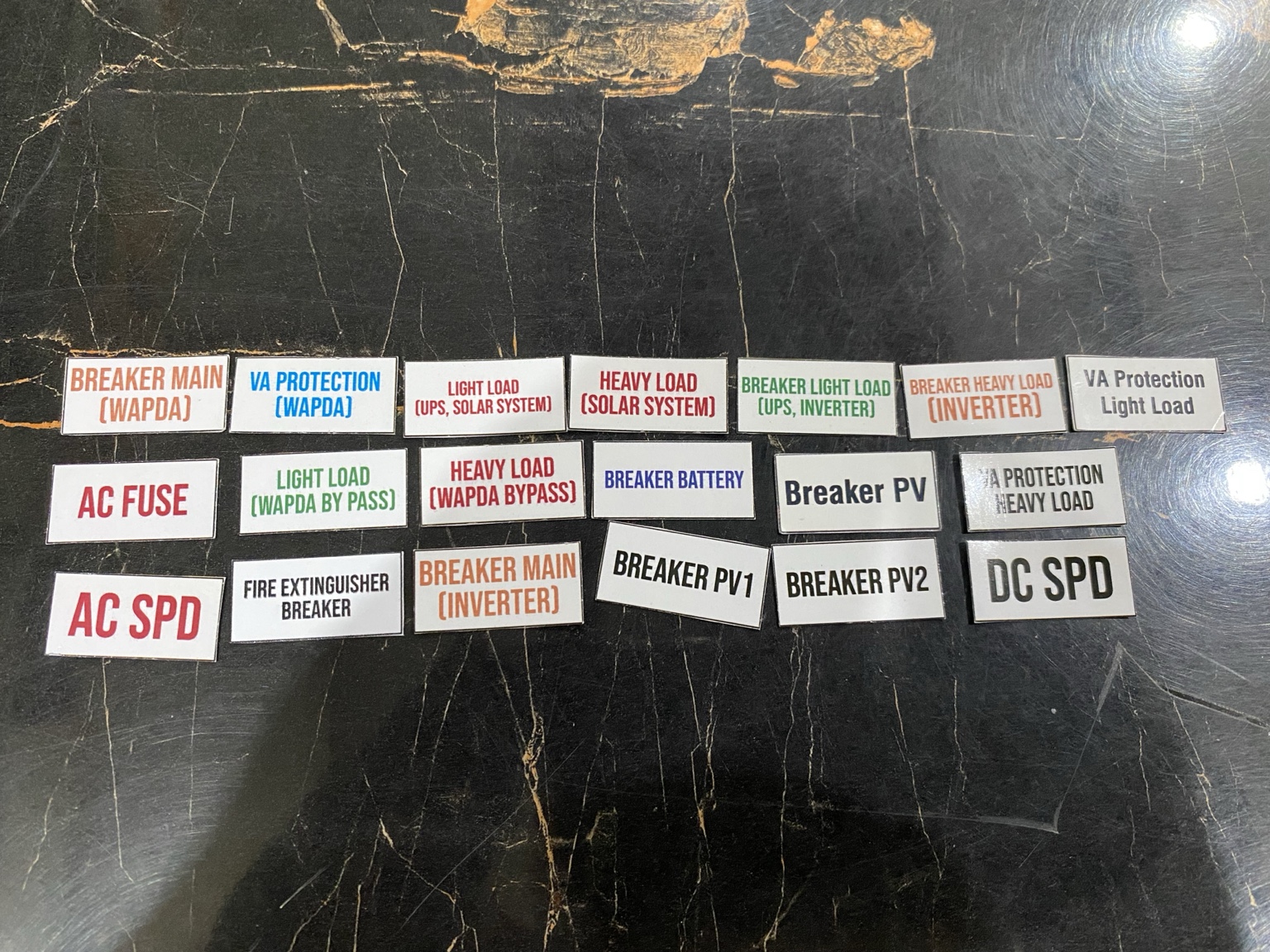 Complete AC & DC DB Breaker Labels Set